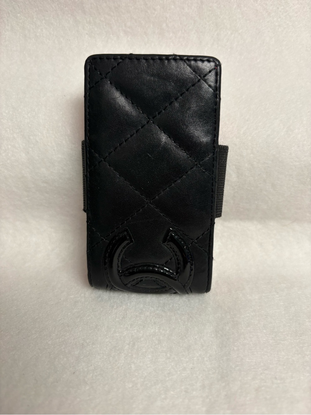 VTG CHANEL CAMBON Black Leather Ipod Holder Pink Interior
